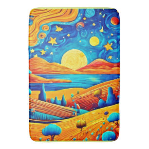 Tapete De Banheiro Starry Night Surrealism Arte de Cartoon