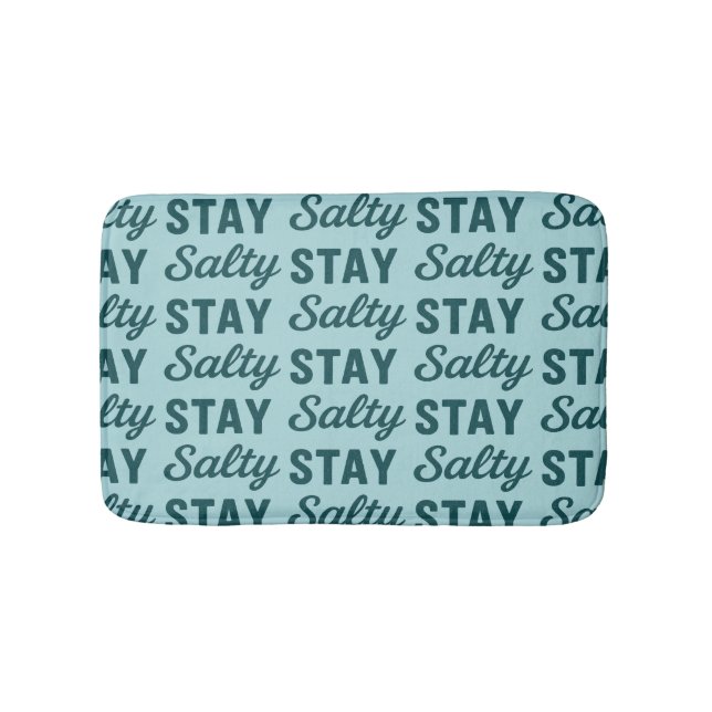Tapete De Banheiro Stay Salty - Coastal Teal Sea Glass Blue Graphic (frente)