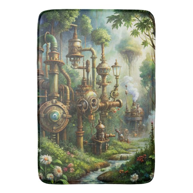 Tapete De Banheiro Steampunk Garden Bath Mat (Frente Vertical)