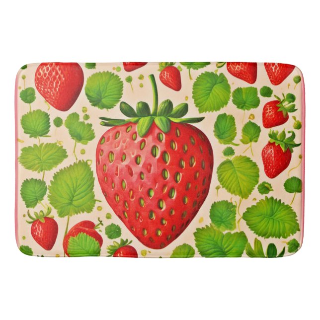 Tapete De Banheiro Strawberry Dadaist Trabalho de arte (Frente)