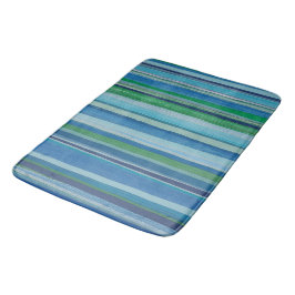 Tapete De Banheiro Stripe Pintado em Blues e Verdes