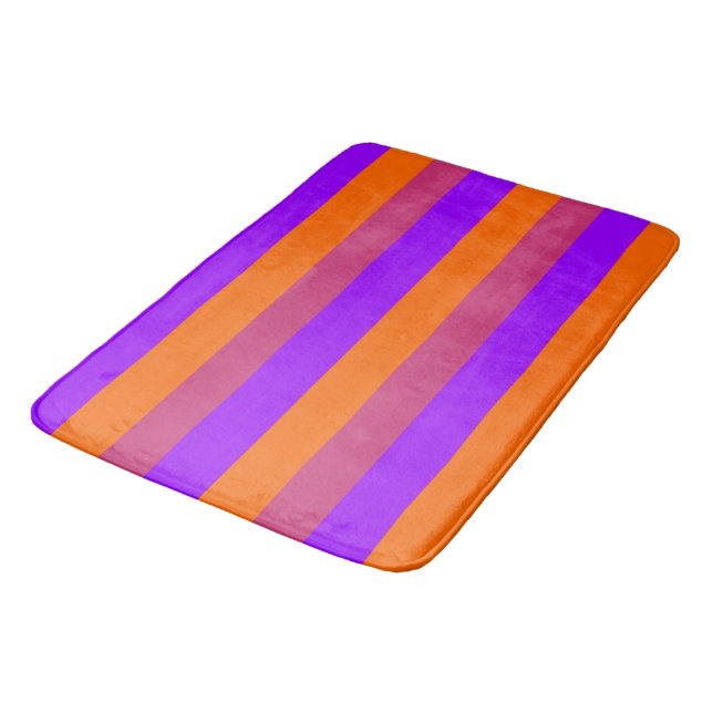 Tapete De Banheiro Stripes de púrpura, laranja e rosa (Angulado)