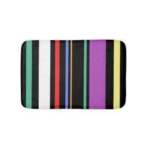 Tapete De Banheiro Stripes Modernas Pretas, Pretas e Multicolores Ins