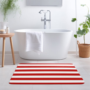 Tapete De Banheiro Stripes Vermelhas e Brancas Cores editáveis