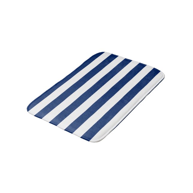 Tapete De Banheiro Strips Real Azul e Brancos (Angulado)