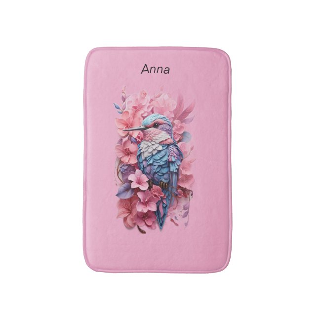 Tapete De Banheiro Stunning Pastel Hummingbird Floral (Frente Vertical)