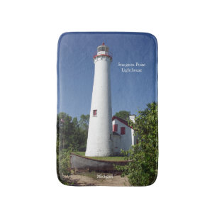 Tapete De Banheiro Sturgeon Point Lighthouse & Boat Alto