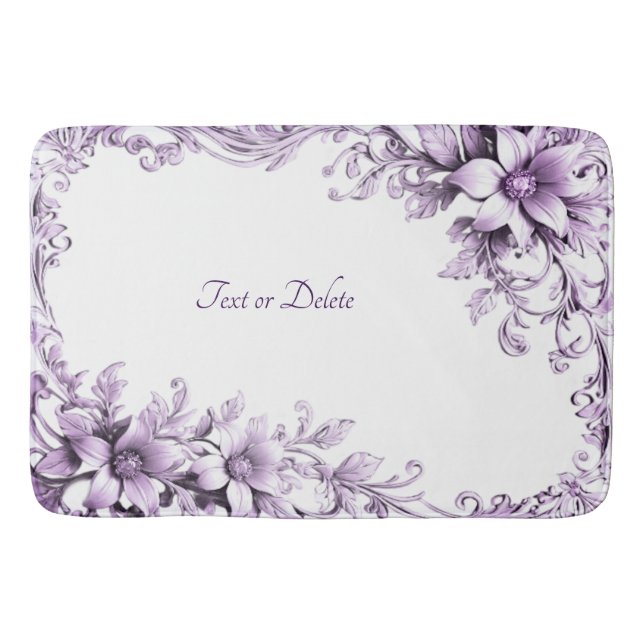 Tapete De Banheiro Stylish Purple Flowers Bath Mat (Frente)