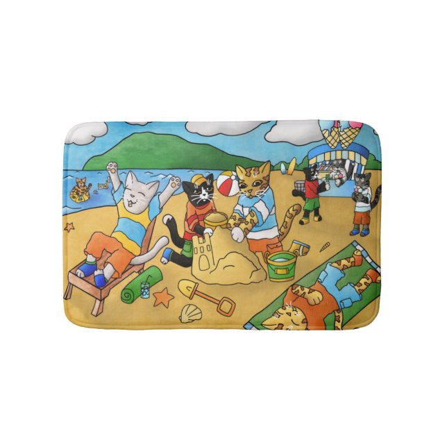 Tapete De Banheiro Summer Beach Cats (frente)