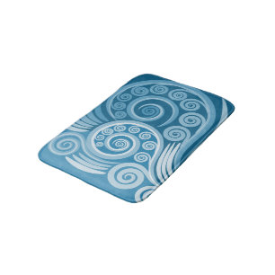 Tapete De Banheiro Summer Blue Curly Swirls Bath Mat