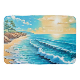 Tapete De Banheiro Sunlit Beach Waves Design