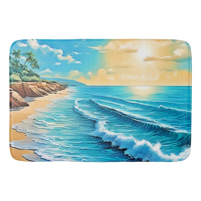 Tapete De Banheiro Sunlit Beach Waves Design (Frente)