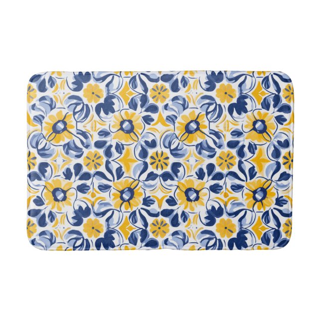 Tapete De Banheiro 💙 💛 Sunlit Blooms Azulejos (Frente)