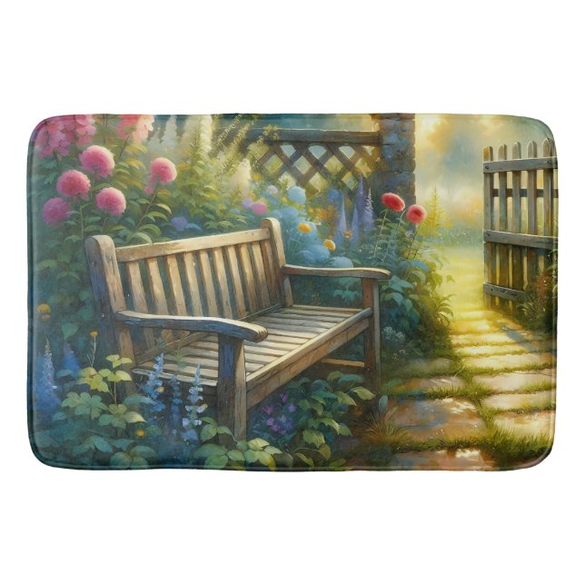 Tapete De Banheiro Sunlit Garden Pathway Gate Scene (Frente)