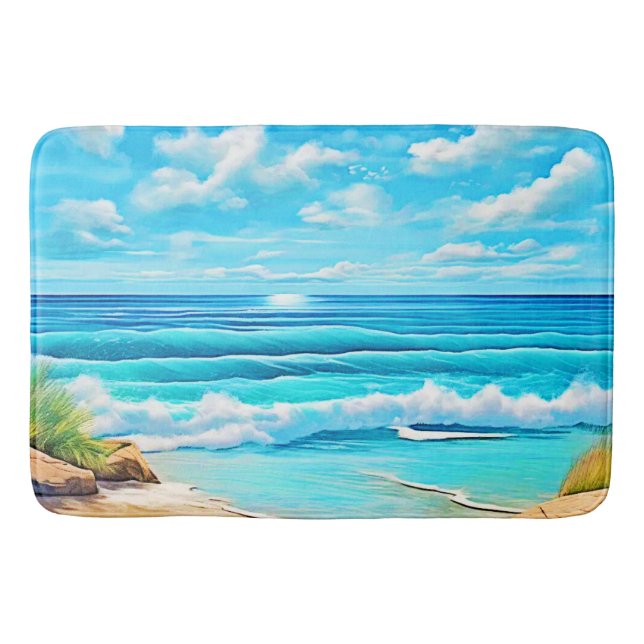 Tapete De Banheiro Sunny Beach Waves Design (Frente)