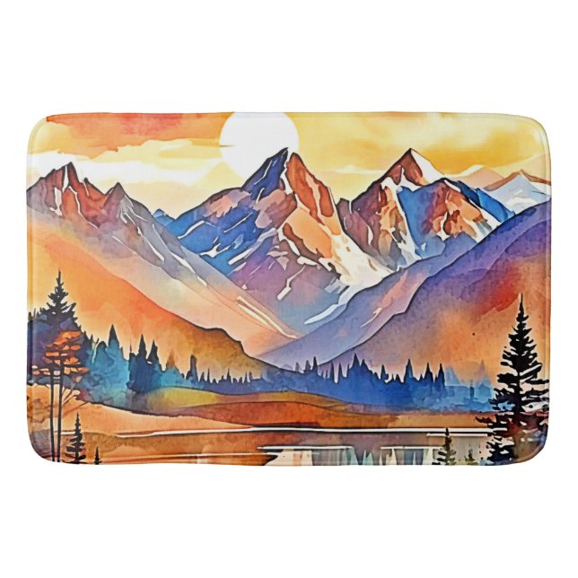 Tapete De Banheiro Sunset Mountain Art Design (Frente)