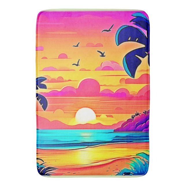 Tapete De Banheiro Sunset tropical vibrante (Frente Vertical)