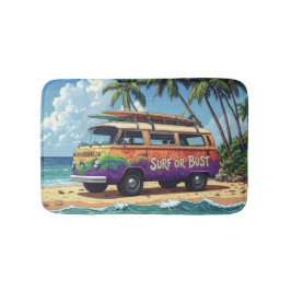 Tapete De Banheiro Surf Ou Bust Groovy Retro Hippie Surfista Ônibus d