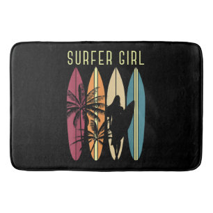 Tapete De Banheiro Surfista Garota Surfboard Surfing Women Surf Oce