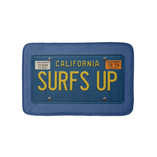 Tapete De Banheiro Surfs Up Retro 1969 California License Plate Surf (frente)
