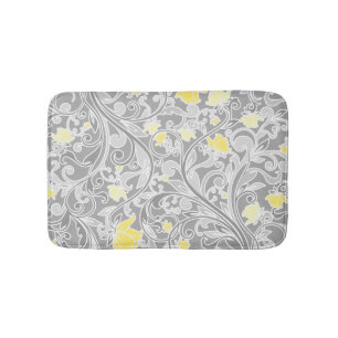 Tapete De Banheiro Swirly amarelo e cinzento moderno floral