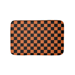Tapete De Banheiro Tabuleiro de xadrez de Halloween preto e laranja