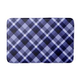 Tapete De Banheiro Tabuleiro Marinho Azul Padrão de Xadrez Média Banh