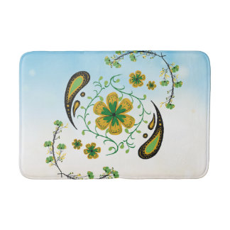 Tapete De Banheiro Taiji Flower – Green & Yellow Botanical Art