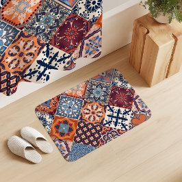 Tapete De Banheiro Talavera Telhas Céu Laranja Azul Marinho Vermelho
