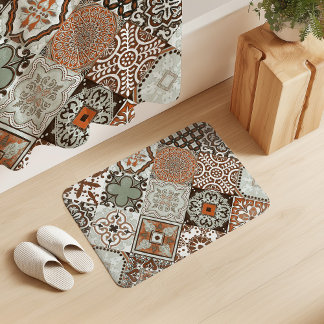 Tapete De Banheiro Talavera Tles Sage Verde Laranja Marrom