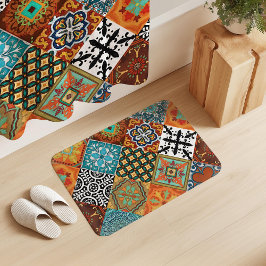 Tapete De Banheiro Talavera Tles Turquoise Teal Orange Black White