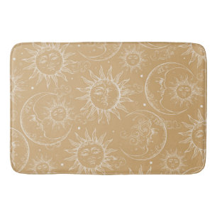 Tapete De Banheiro Tan & Branco Vintage Sol Celestial Lua Estrelas