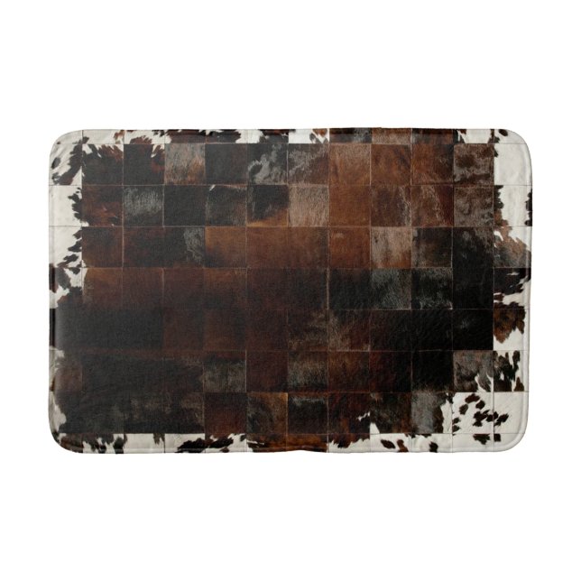 Tapete De Banheiro Tan Cowhide Patchwork Impressão (Frente)