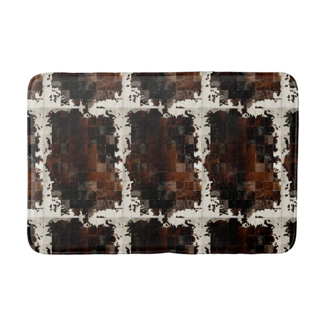 Tapete De Banheiro Tan Cowhide Patchwork Impressão (Frente)