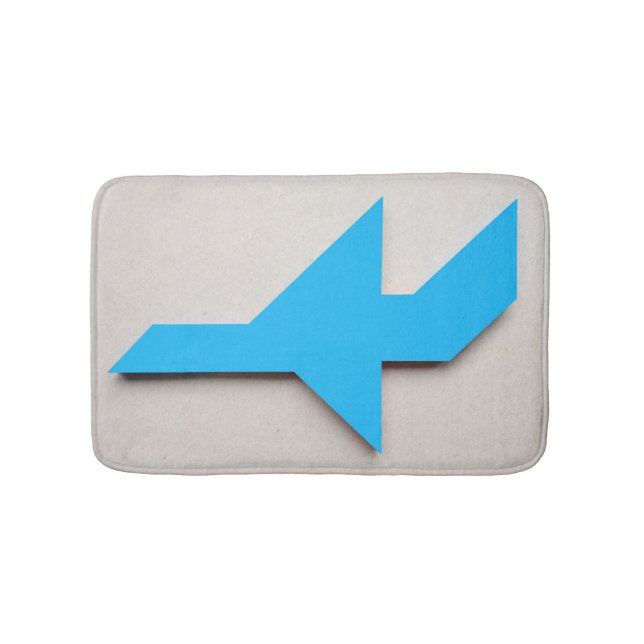 Tapete De Banheiro Tangram azul do avião (frente)