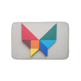 Tapete De Banheiro Tangram colorido da borboleta
