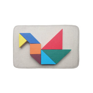Tapete De Banheiro Tangram colorido da cisne