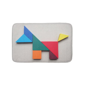 Tapete De Banheiro Tangram colorido do cão
