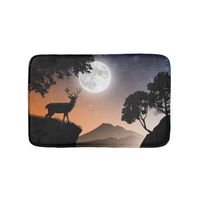 Tapete De Banheiro Tapis De Bain Cerf sous la lune orange (frente)