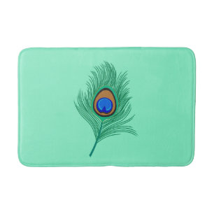 Tapete De Banheiro Tarquuise Peacock Feather sobre Aqua Luz