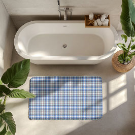 Tapete De Banheiro Tartan Azul Bege Moderno