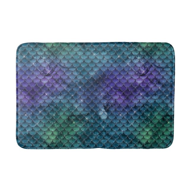 Tapete De Banheiro Teal Aqua Purple Mermaid Sparkle (Frente)
