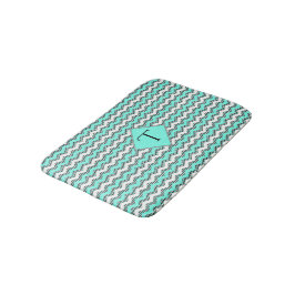 Tapete De Banheiro Teal, Black White Chevron - Monograma original