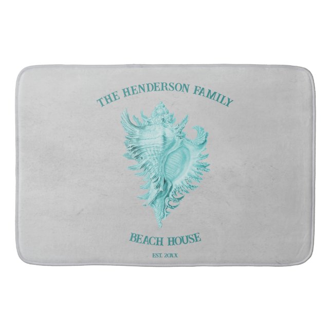 Tapete De Banheiro Teal Conch Shell Bath Mat (Frente)