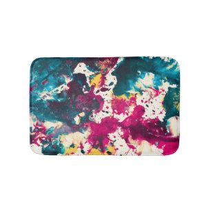 Tapete De Banheiro Teal de pintura e magenta com Abstrato colorida