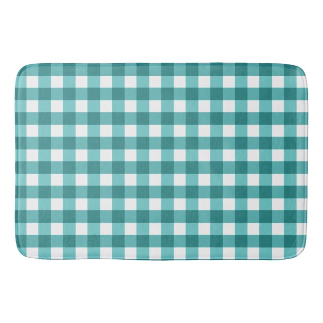 Tapete De Banheiro Teal Gingham (Frente)