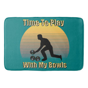 Tapete De Banheiro Teal Lawn Bowls Playtime, Memória Espuma Bath Mat