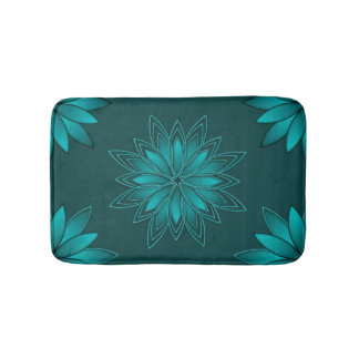 Tapete De Banheiro Teal Leaf Mandala Design on Dark Cyan
