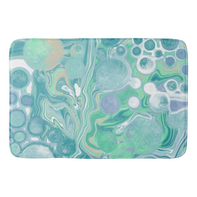 Tapete De Banheiro Teal Verde Azul Marble Fluid Art (Frente)