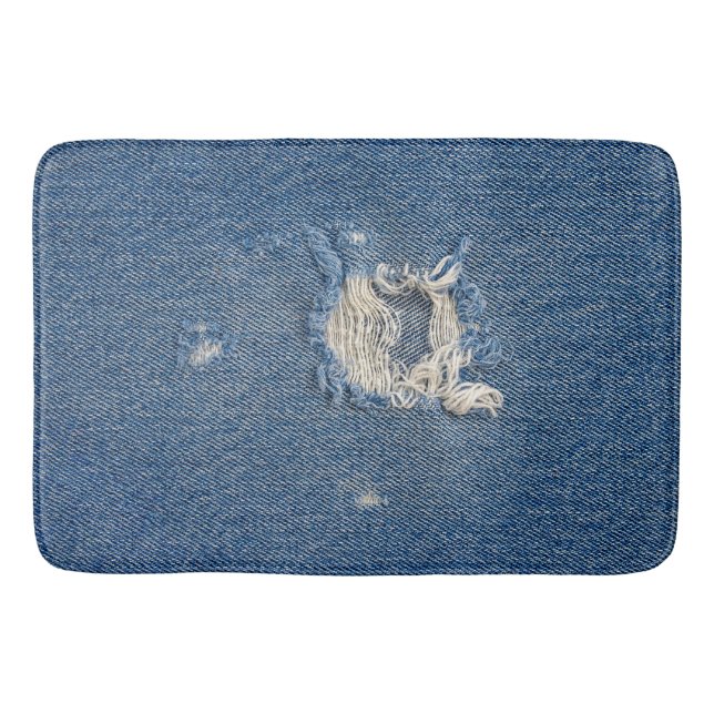 Tapete De Banheiro Tecido de Denim Azul Desgastado (Frente)